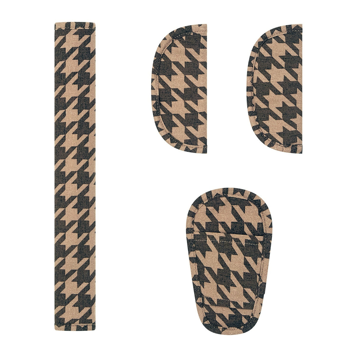 Black Houndstooth Linen Pram Harness Cover Set