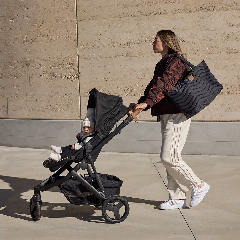 Black Wave Quilted Baby Bag