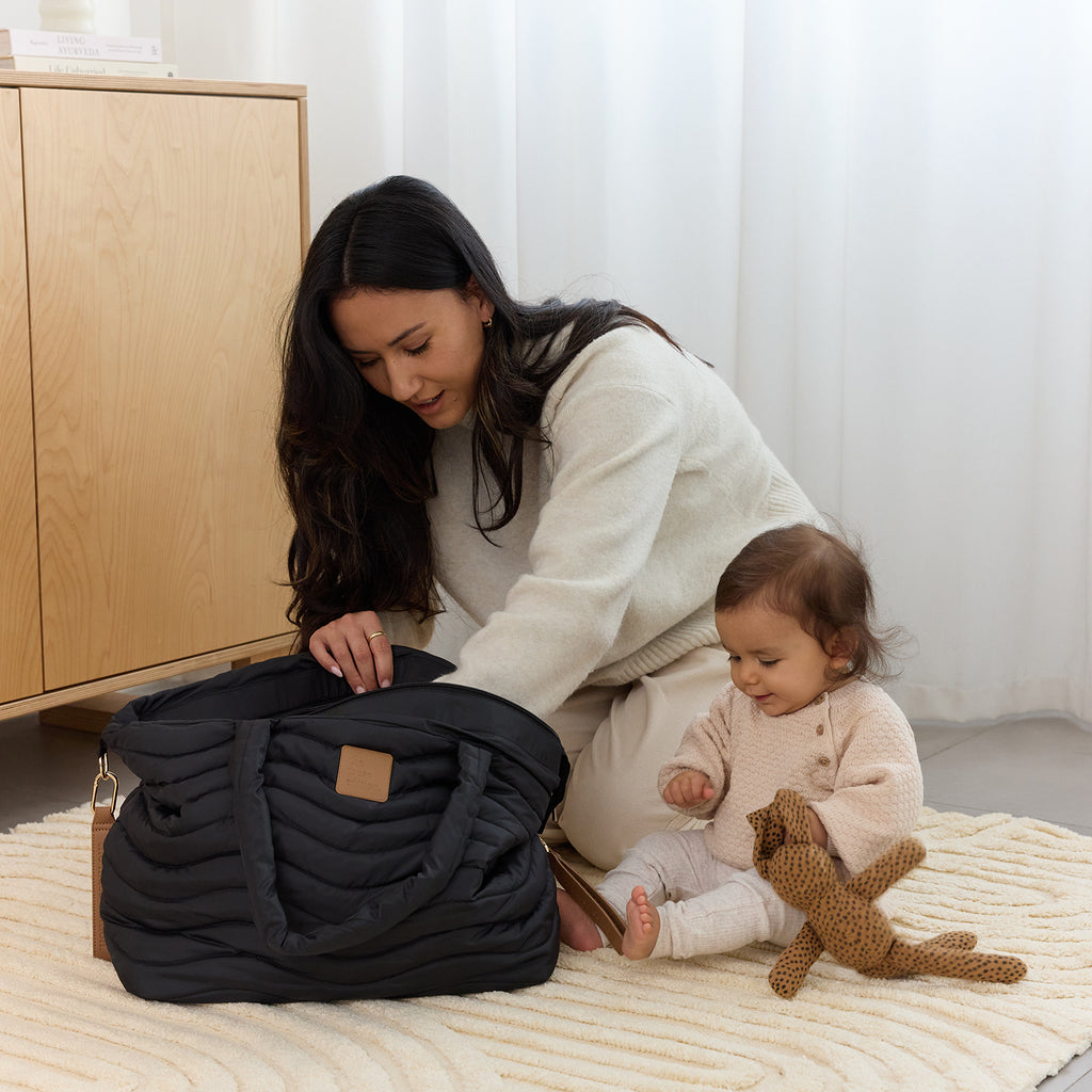 Black Wave Quilted Baby Bag