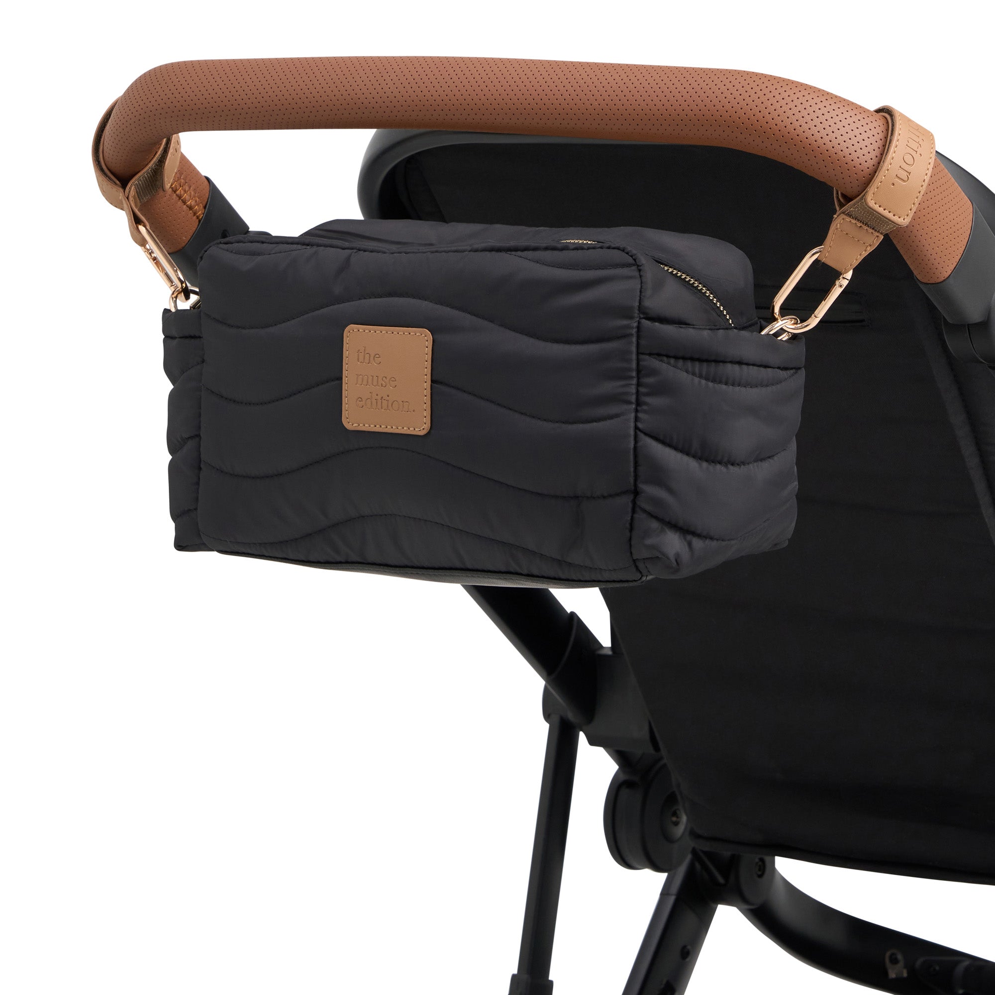Black Wave Quilted Baby Pram Caddy