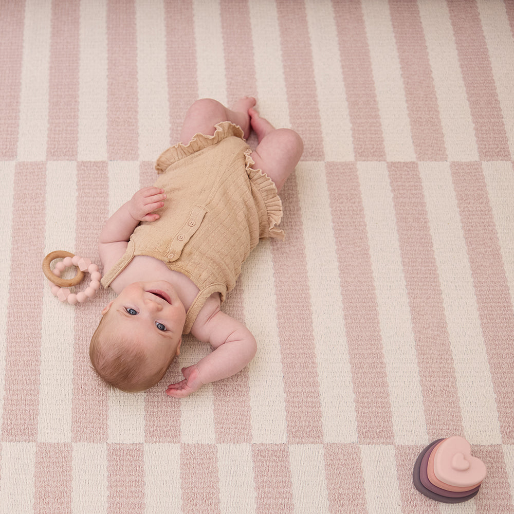 Large Foam Play Mat - Blush Stripe/Breeze