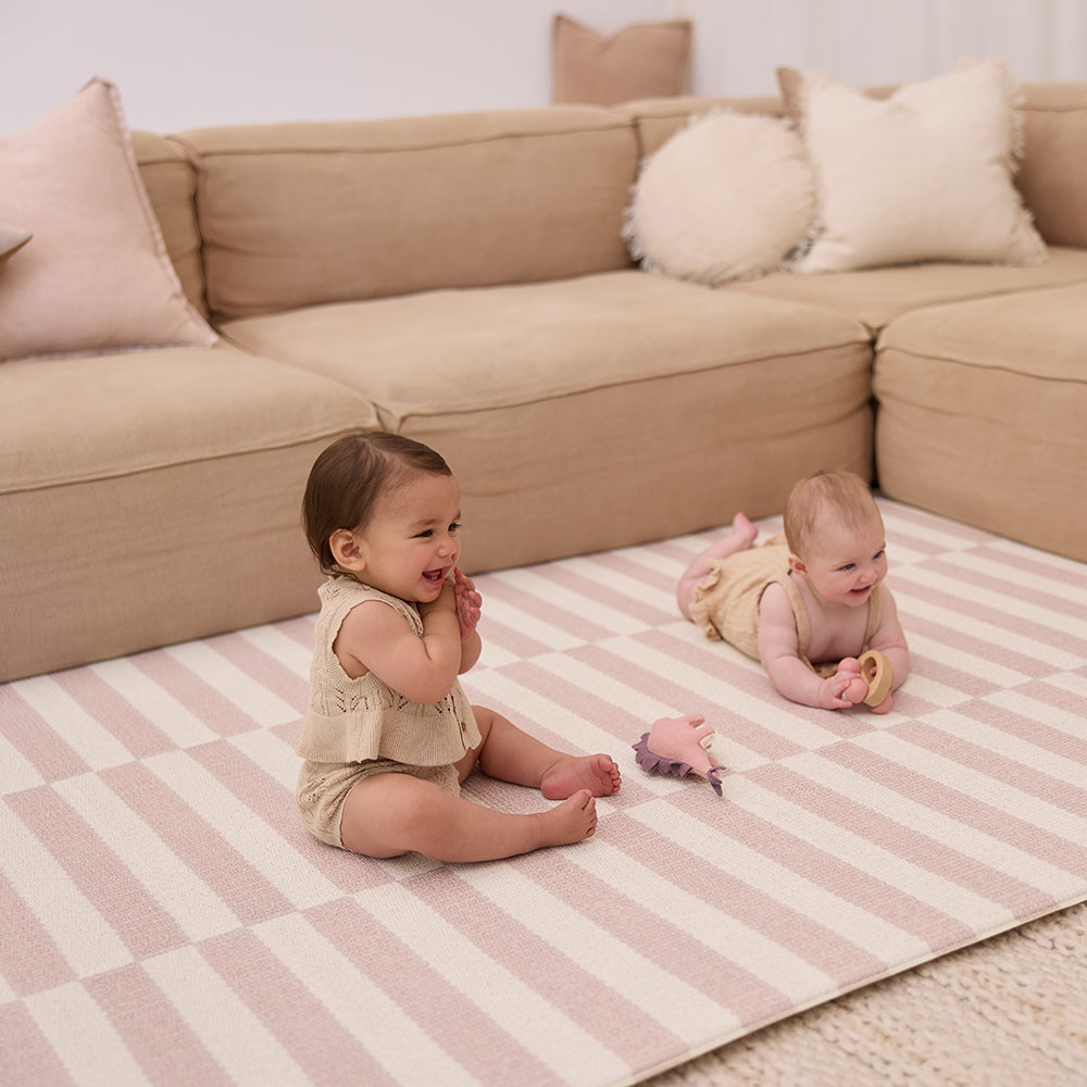 Large Foam Play Mat - Blush Stripe/Breeze