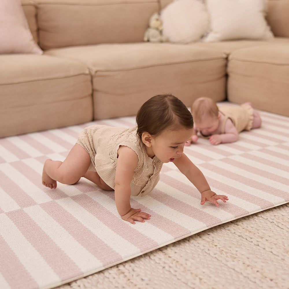 Large Foam Play Mat - Blush Stripe/Breeze