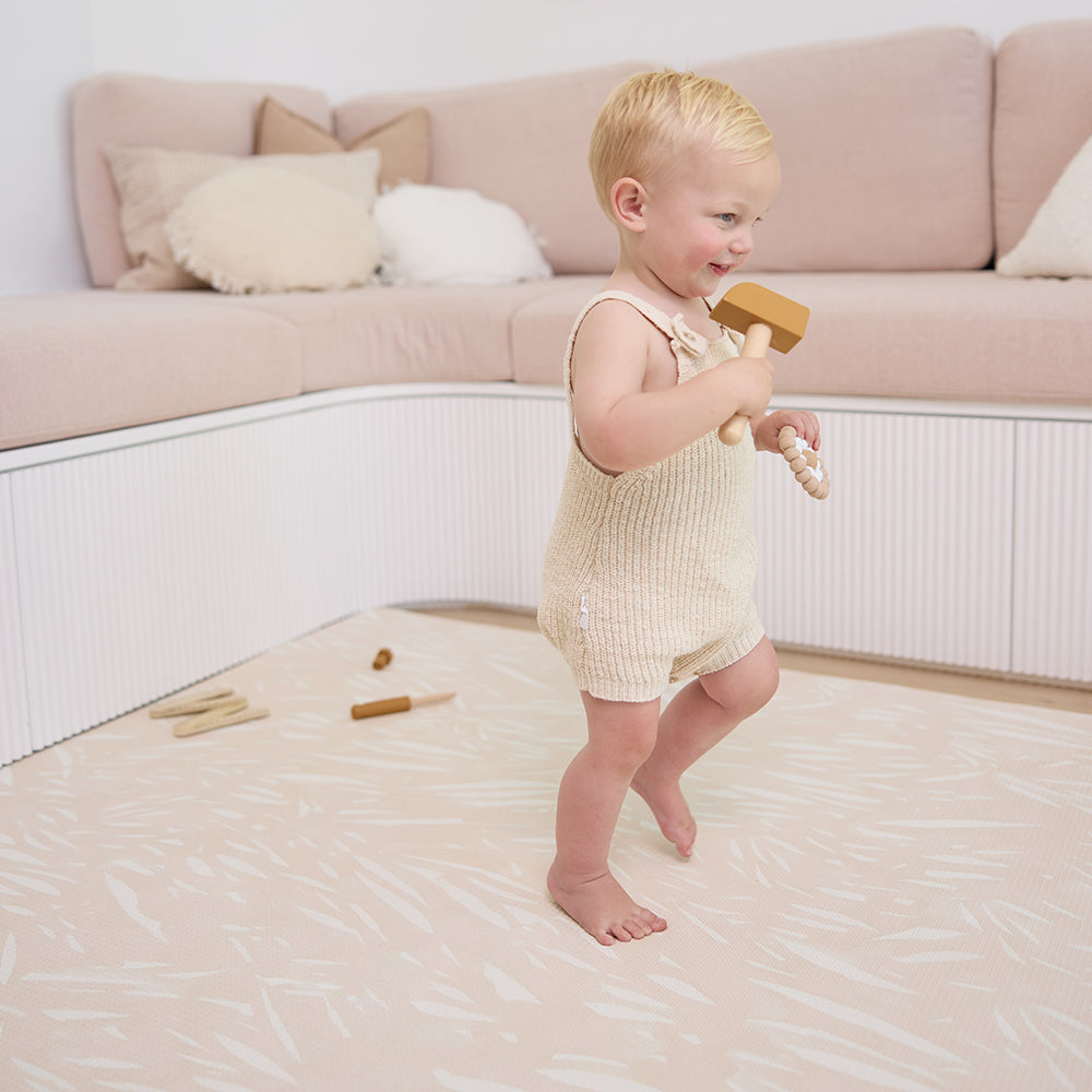 Large Foam Play Mat - Blush Stripe/Breeze