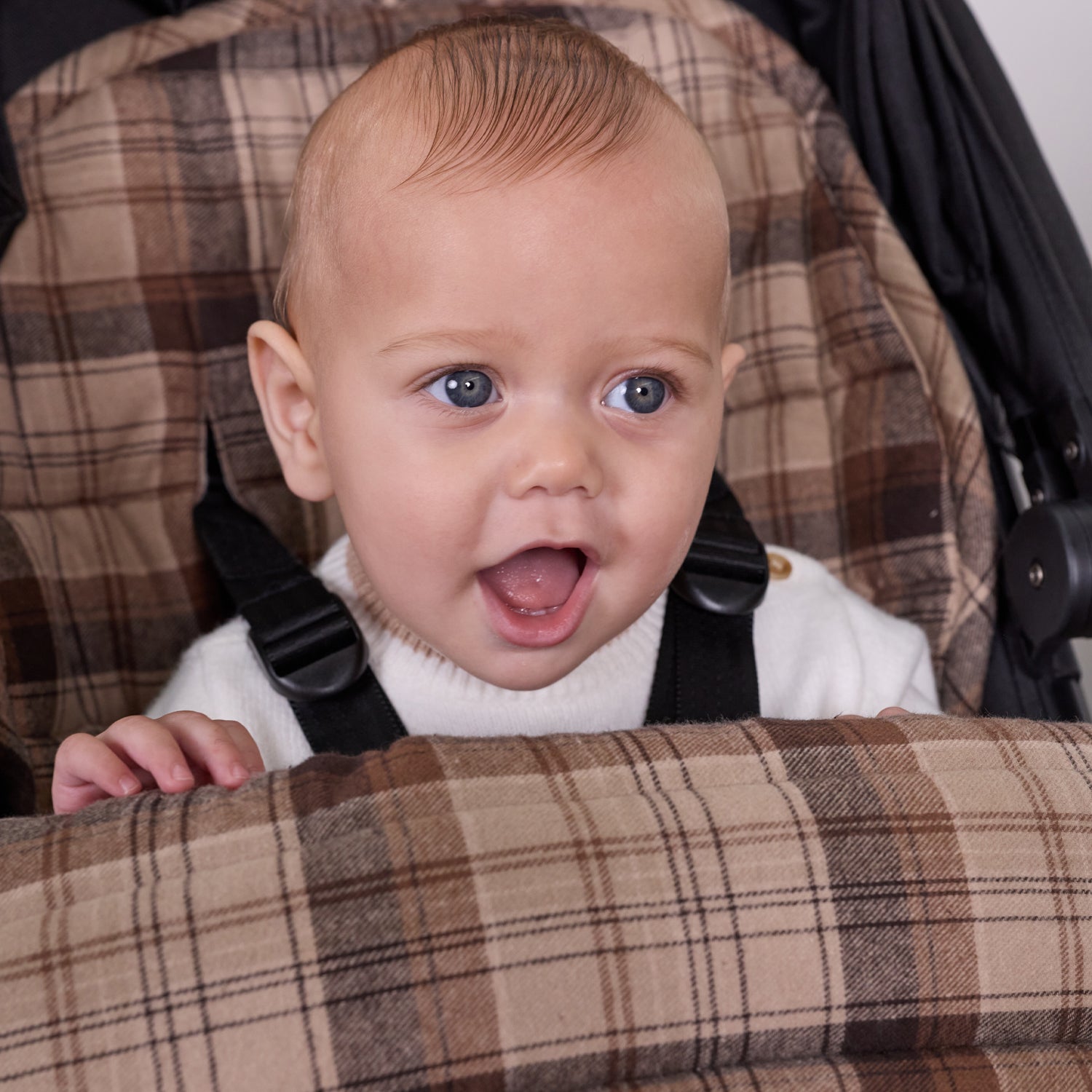 Chocolate Check Pram Cosy