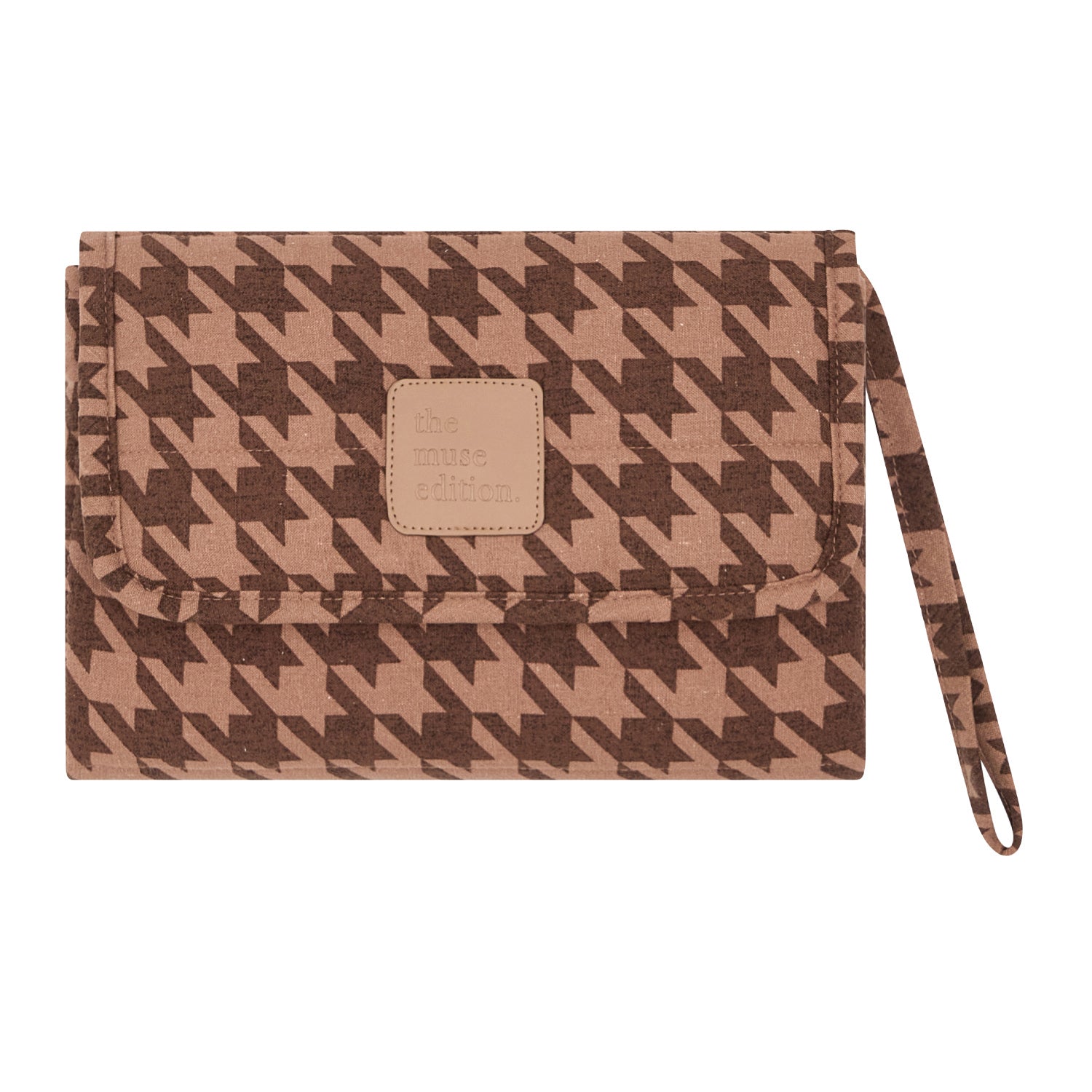 Cocoa Houndstooth Linen Change Mat