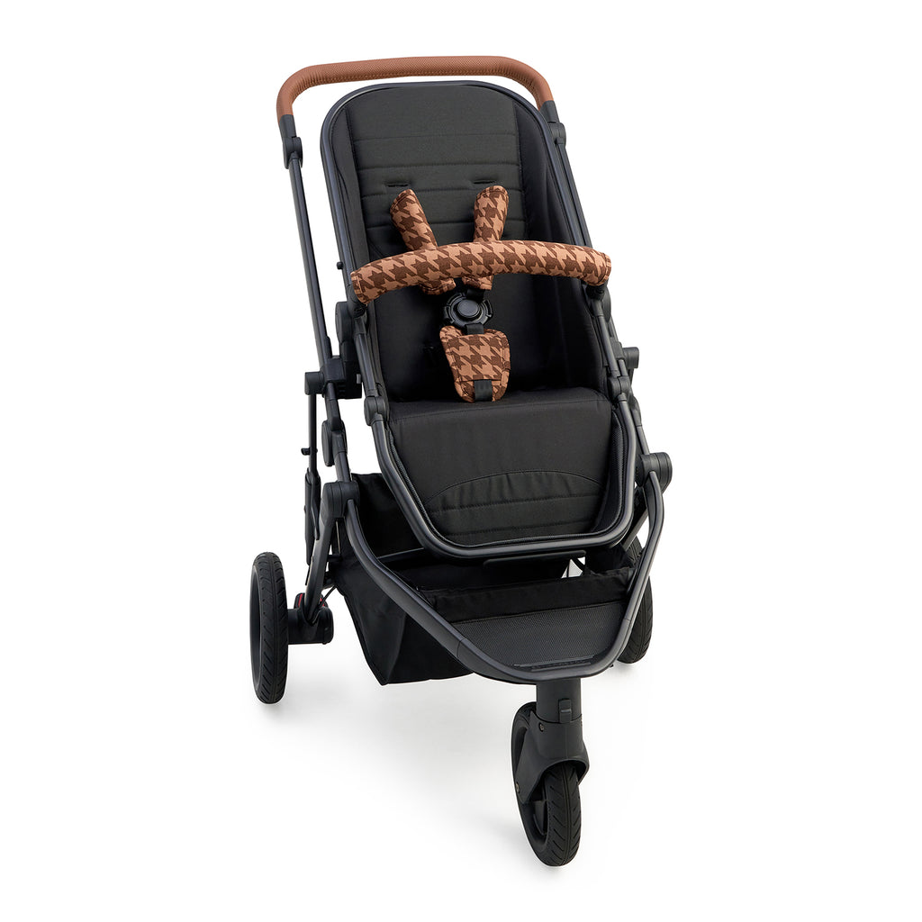 bugaboo strap covers Cocoa Houndstooth Linen Pram Harness Cover Set