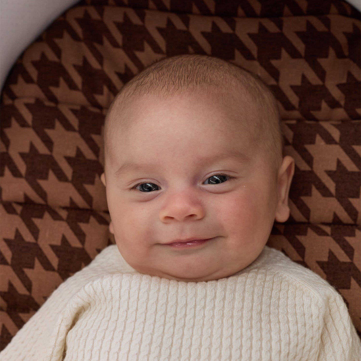 Cocoa Houndstooth Universal Linen Bassinet Liner
