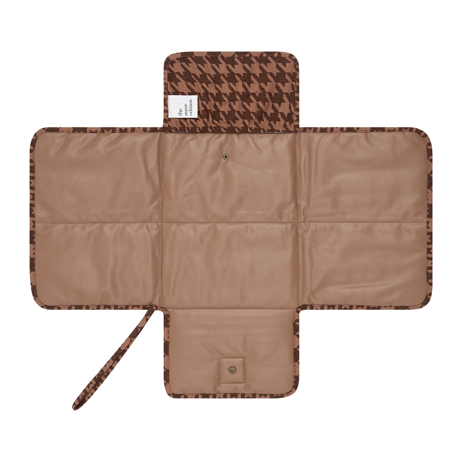 Cocoa Houndstooth Linen Change Mat