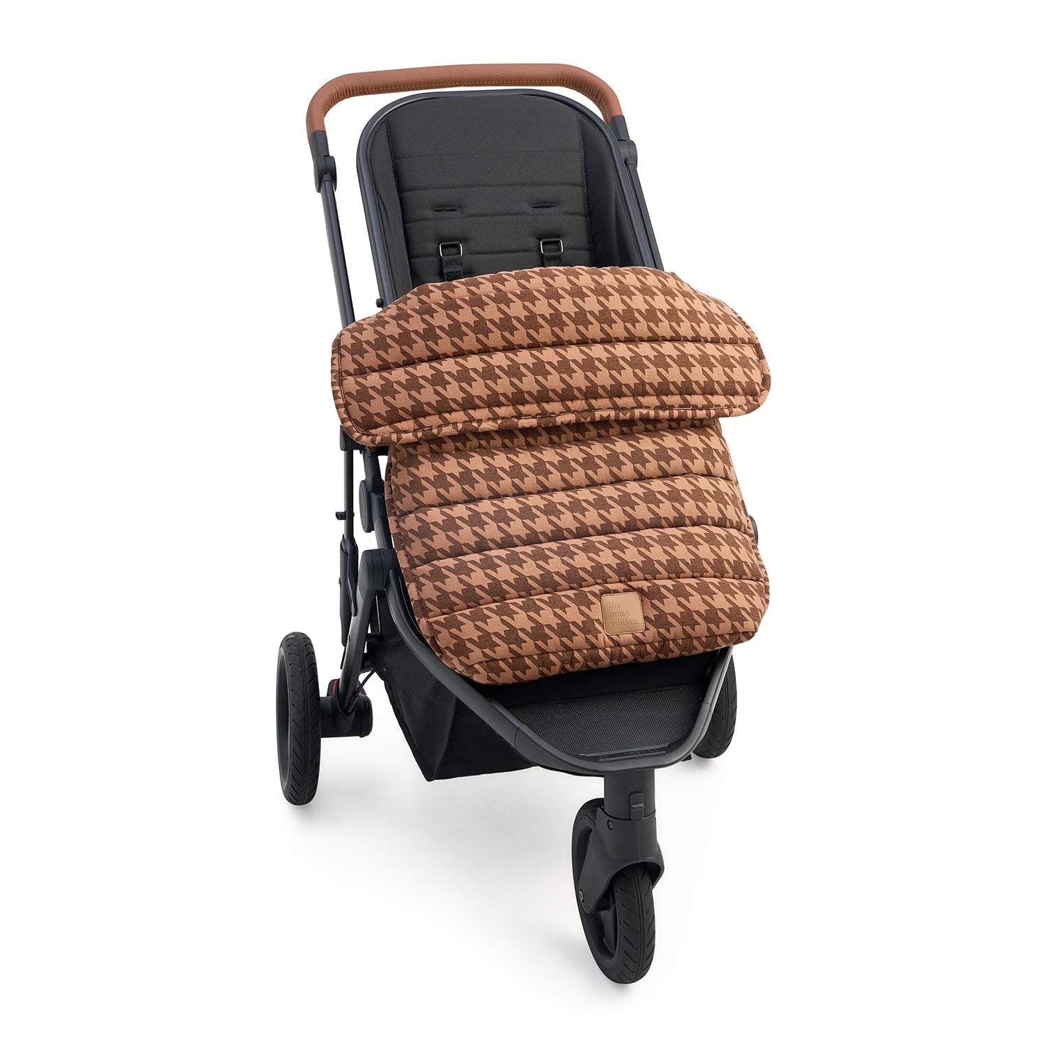 Cocoa Houndstooth Linen Pram Cosy