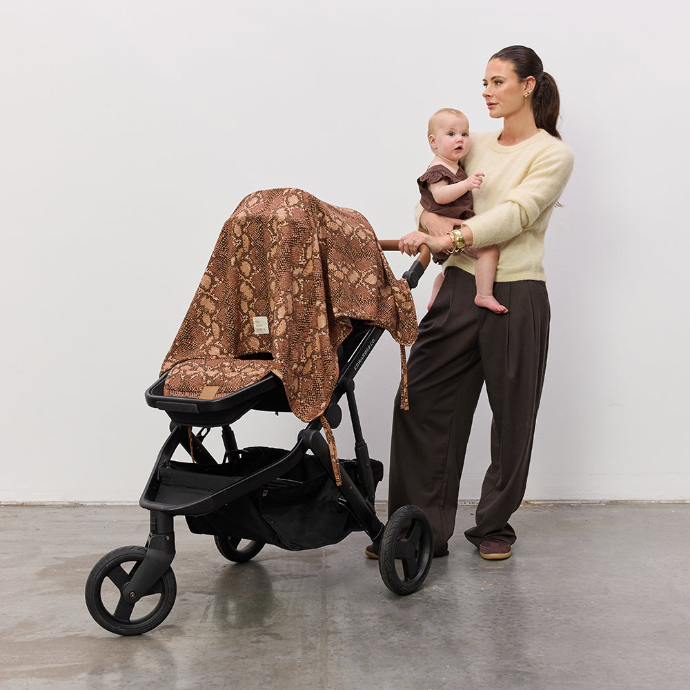 Cocoa Snake Linen Baby Blanket