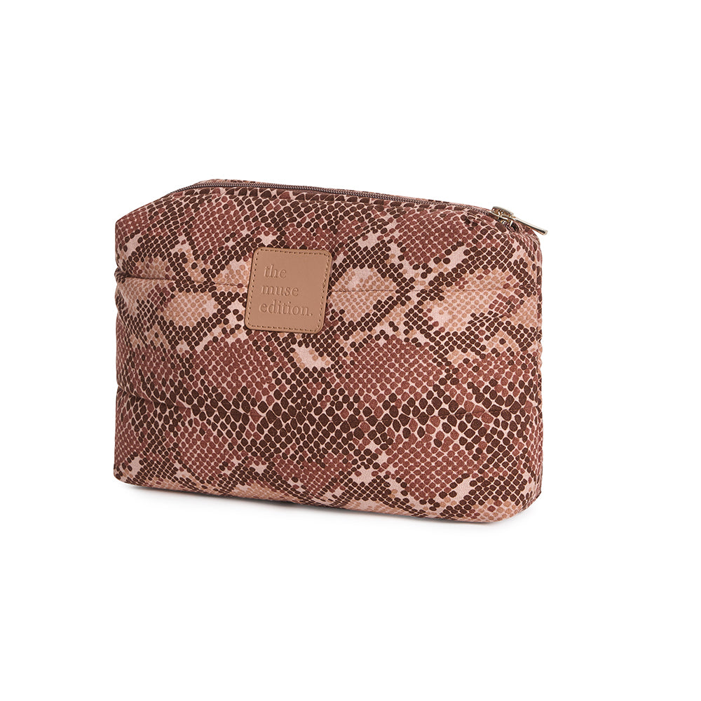 Cocoa Snake Linen Pouch