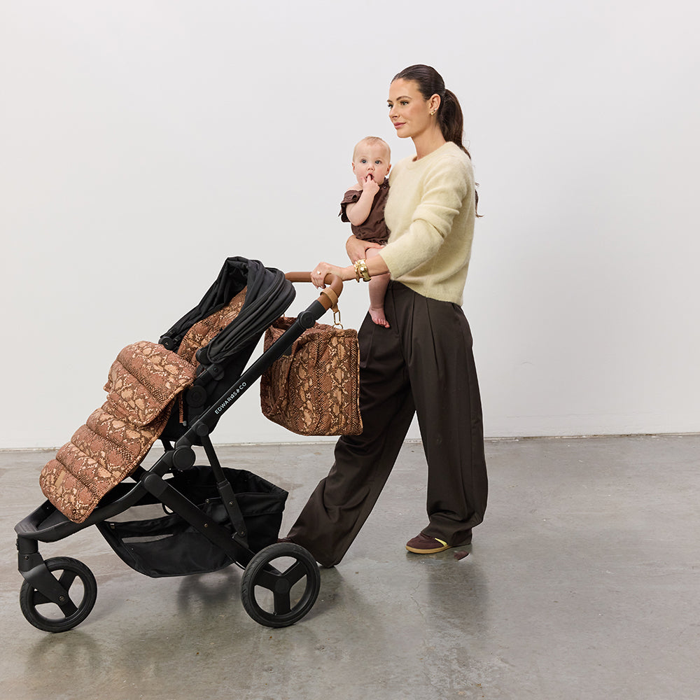 Cocoa Snake Linen Pram Cosy