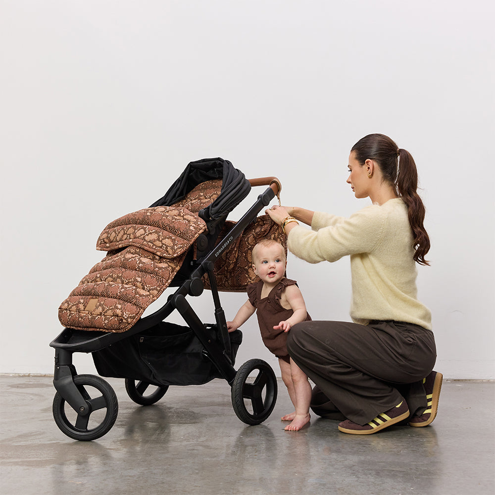 Cocoa Snake Linen Pram Cosy