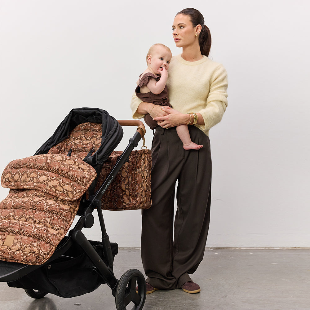 Cocoa Snake Linen Pram Cosy