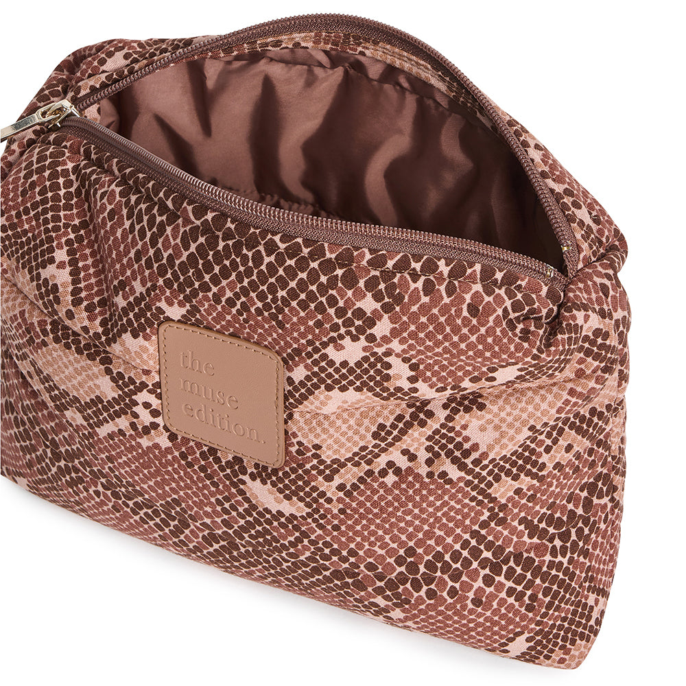 Cocoa Snake Linen Pouch