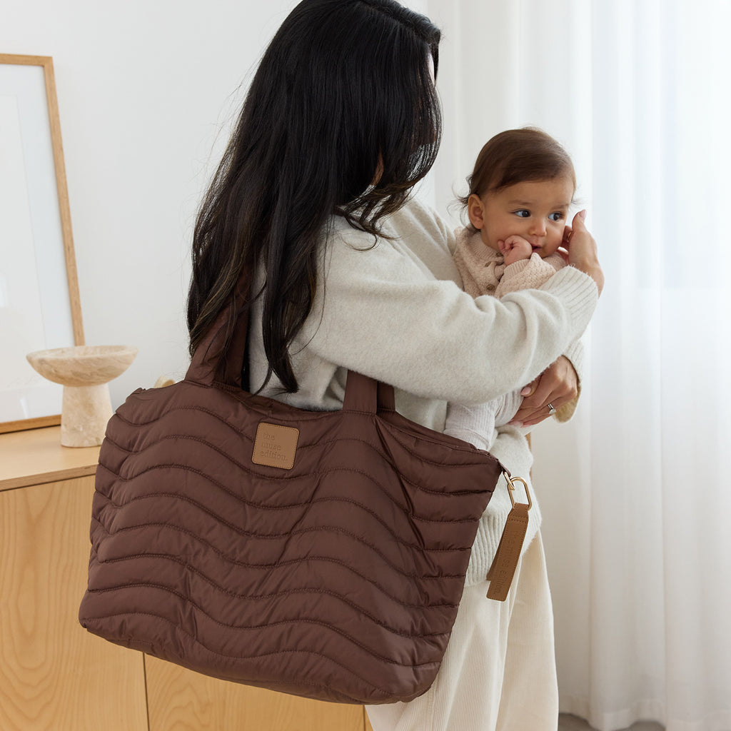 Espresso Wave Quilted Baby Bag