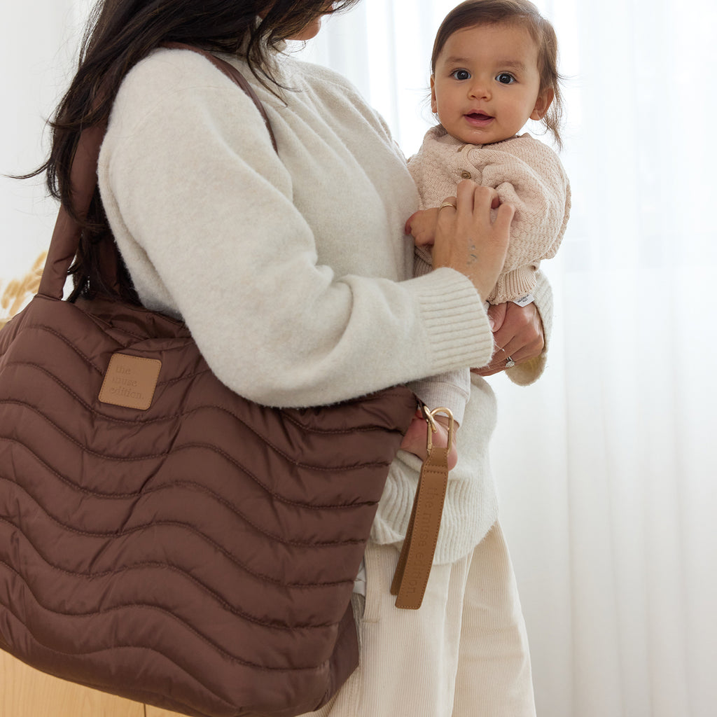 Espresso Wave Quilted Baby Bag