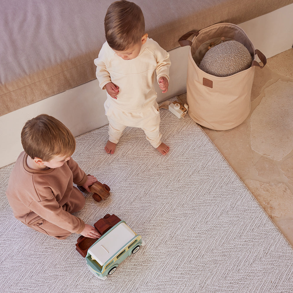 Large Foam Play Mat - Travertine/Herringbone