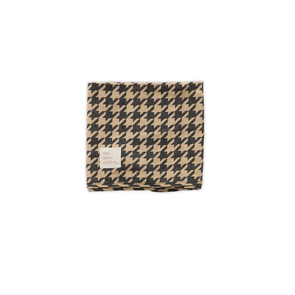 Black Houndstooth Linen Baby Blanket