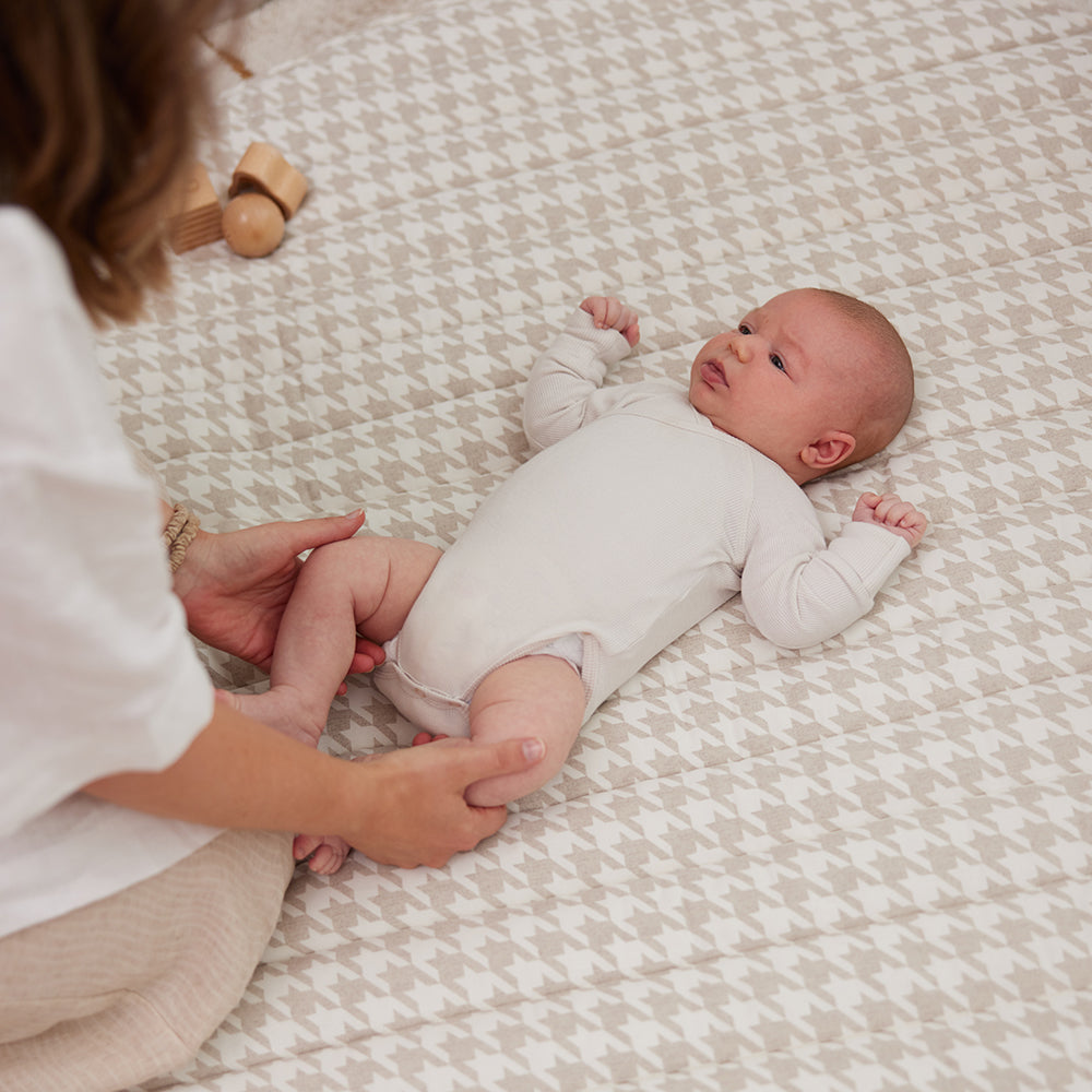 Houndstooth Linen Baby Play Mat