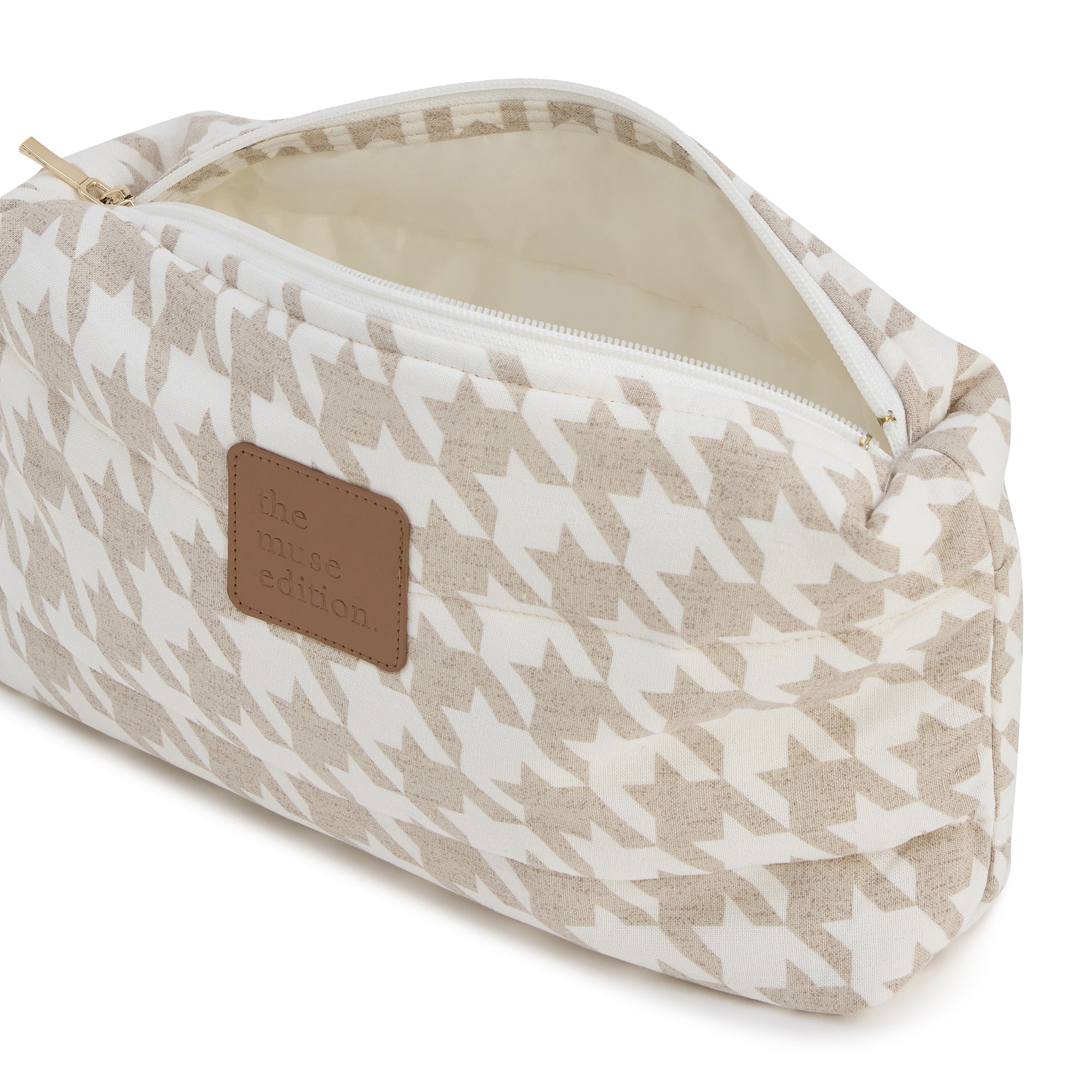 Houndstooth Linen Pouch