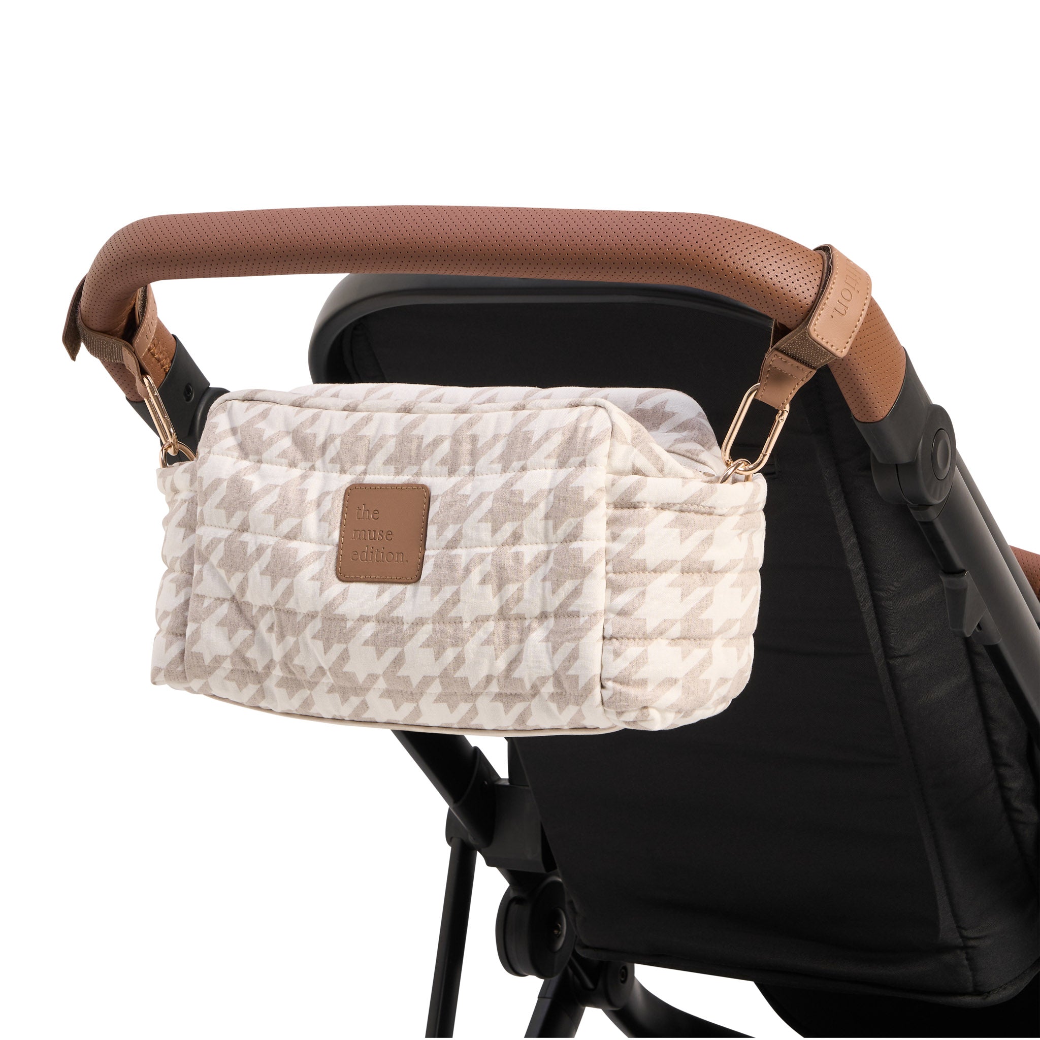 Houndstooth Linen Baby Pram Caddy