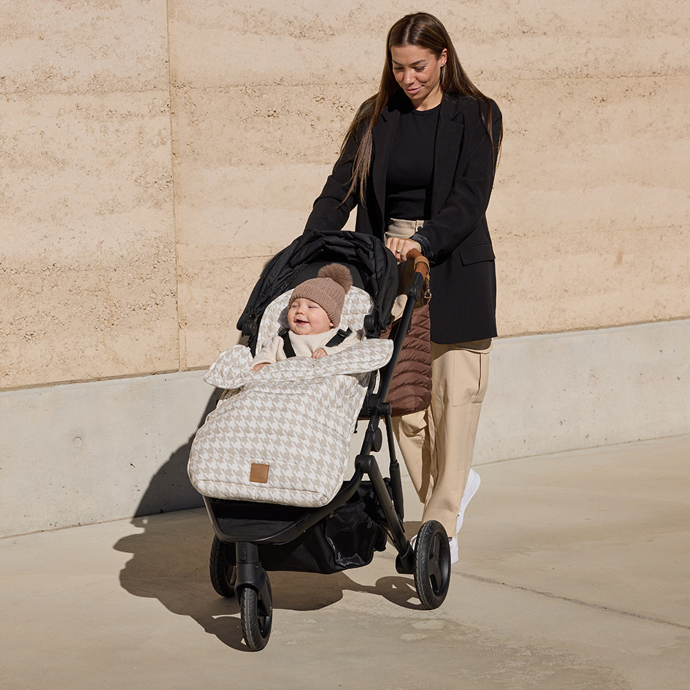 Houndstooth Linen Pram Cosy