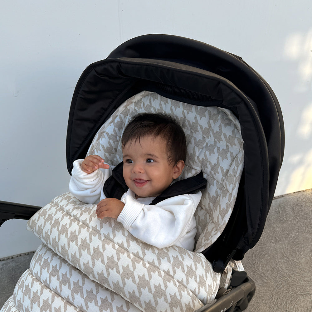 Houndstooth Linen Pram Cosy