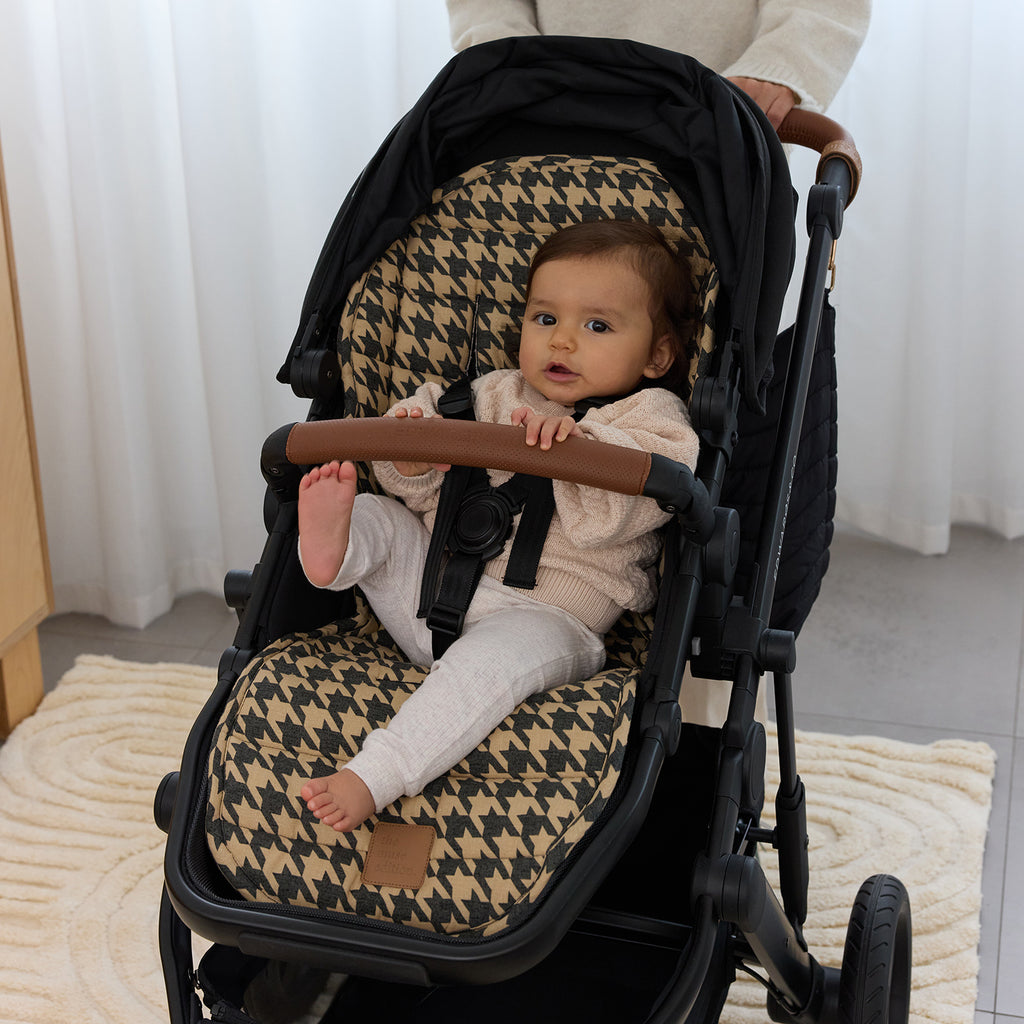 Black Houndstooth Universal Linen Pram Liner