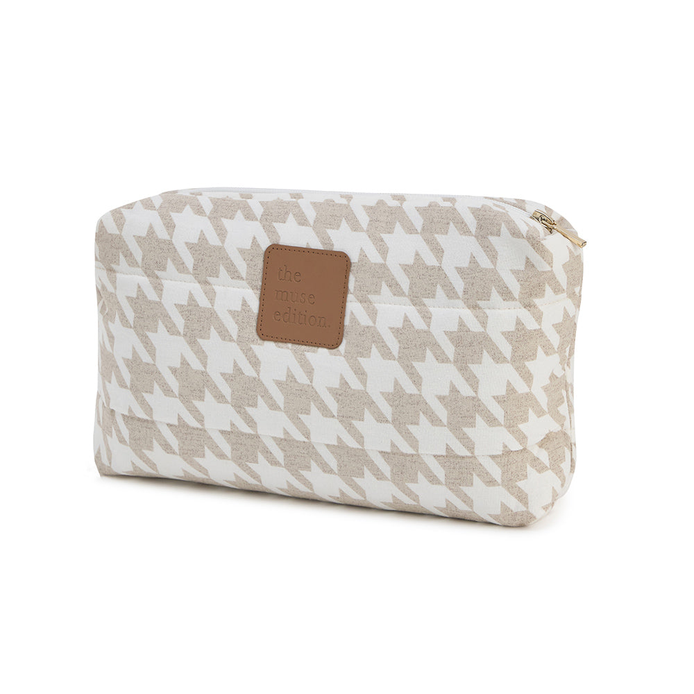 Houndstooth Linen Pouch