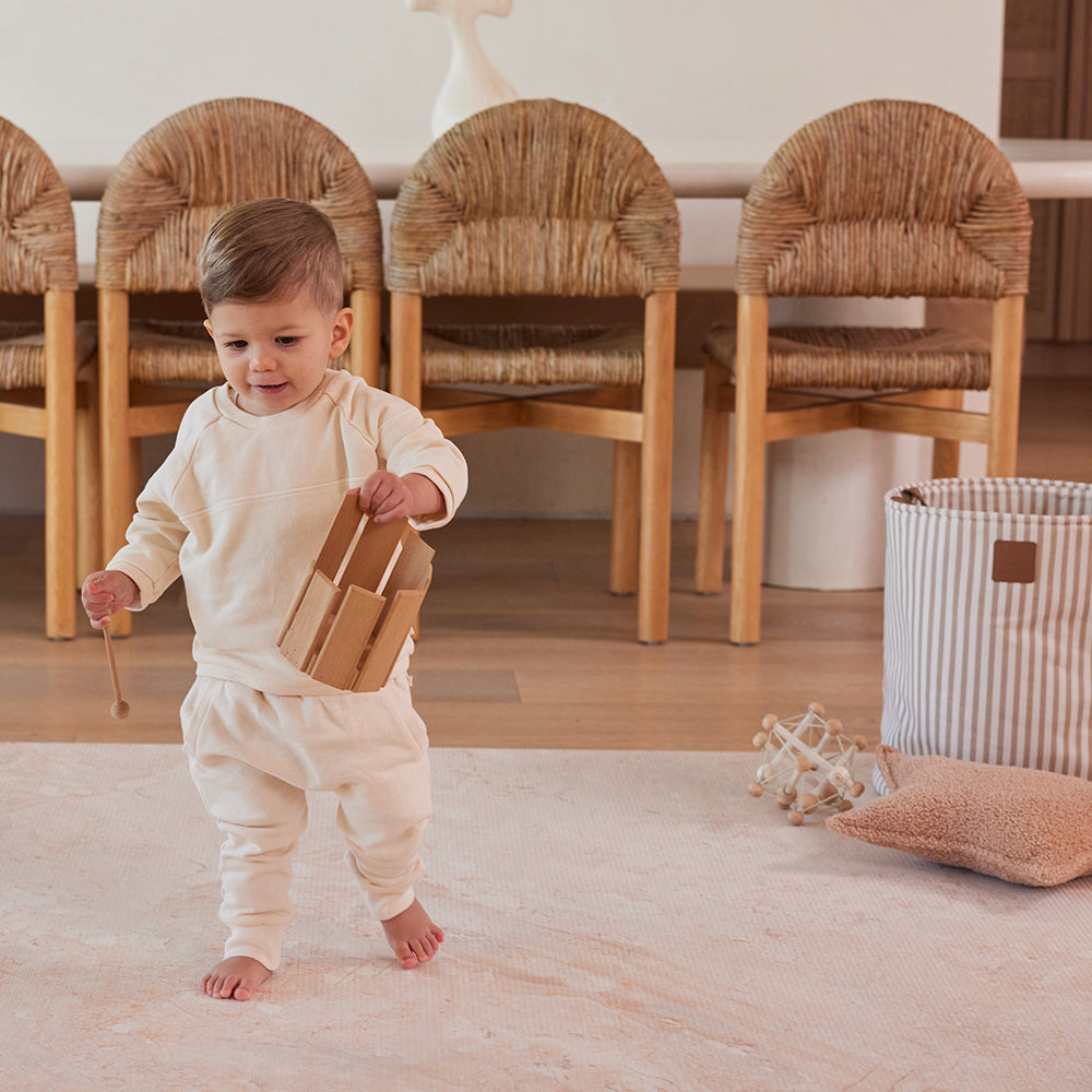 Large Foam Play Mat - Travertine/Herringbone