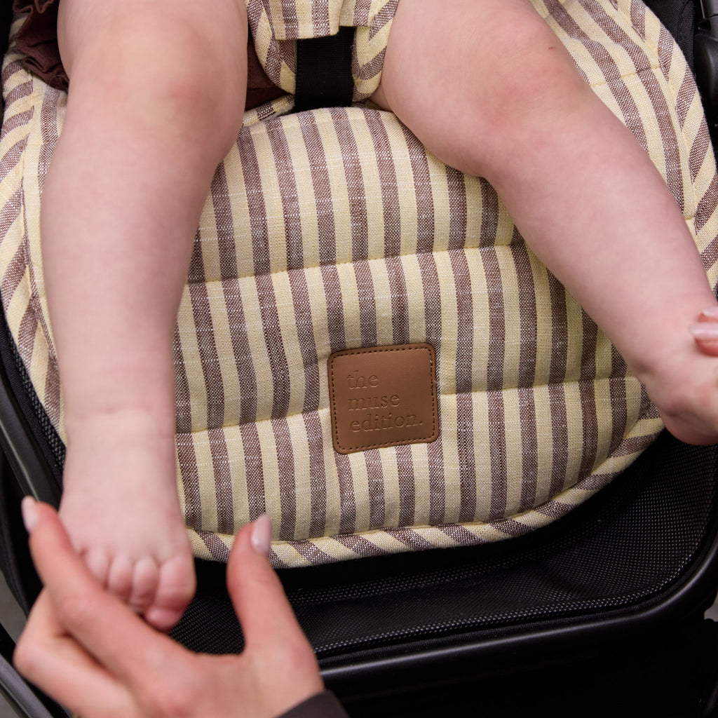 Lemon Sorbet Stripe Universal Linen Pram Liner