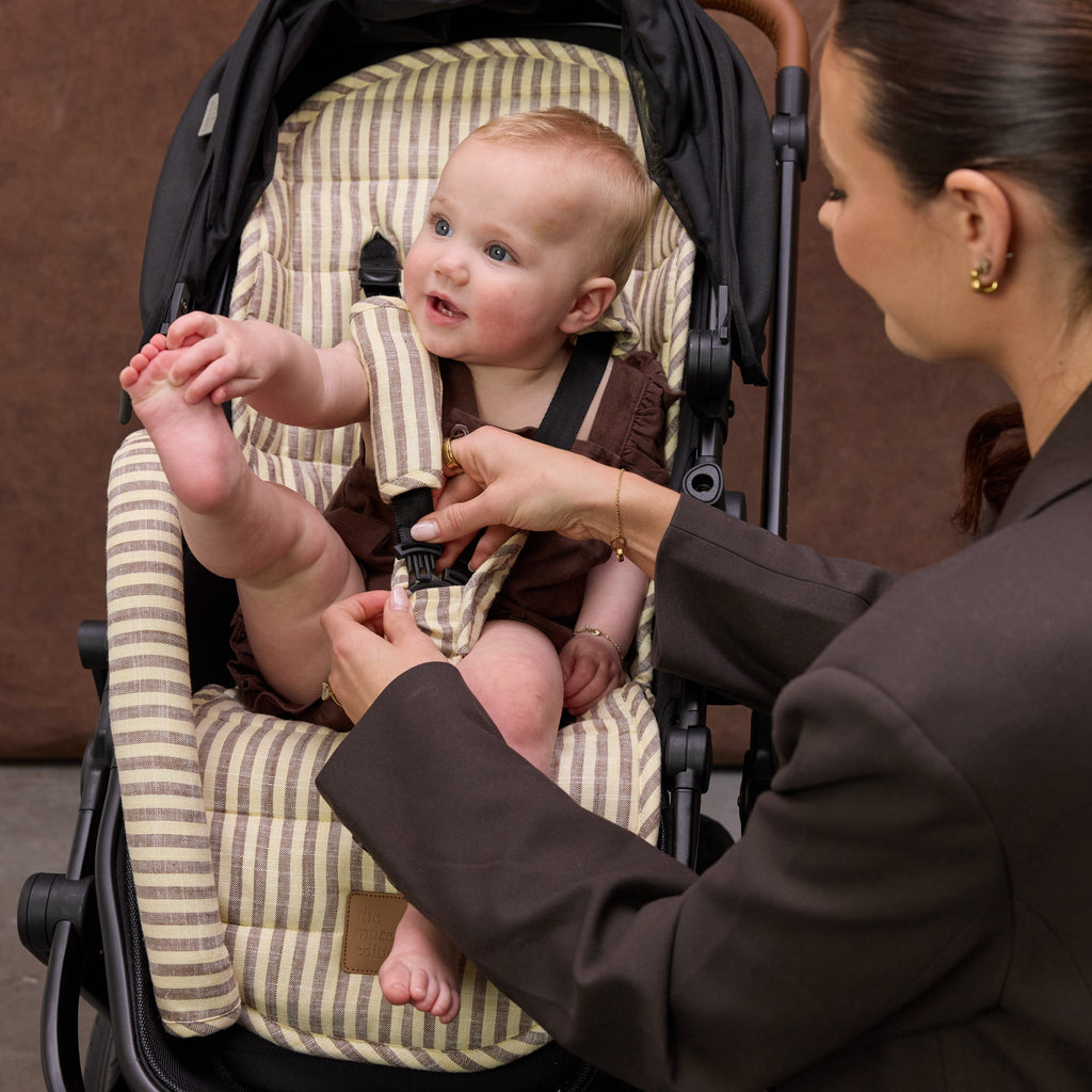 Lemon Sorbet Stripe Universal Linen Pram Liner