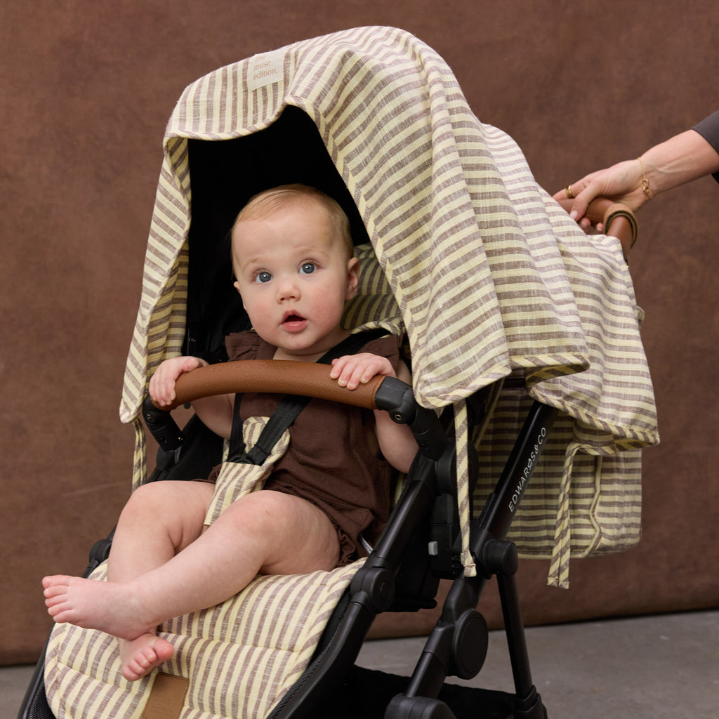 Lemon Sorbet Stripe Linen Baby Blanket