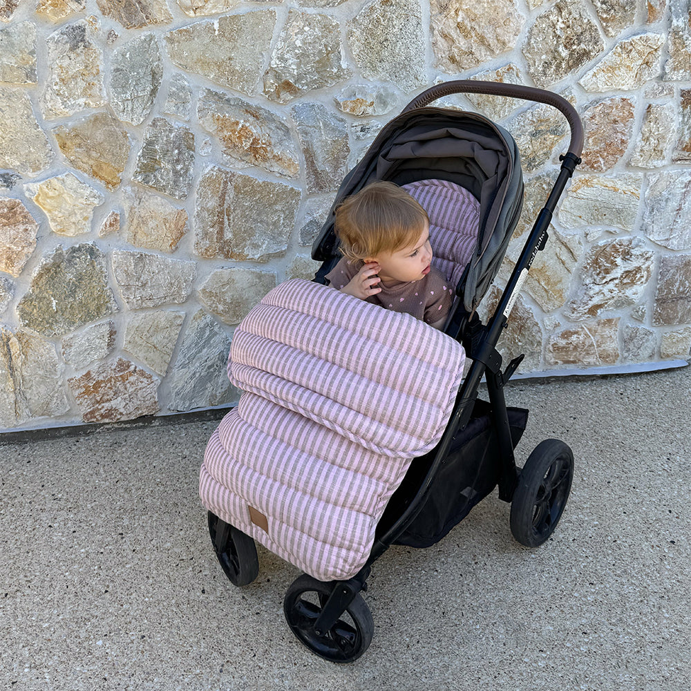 Mocha Stripe Linen Pram Cosy