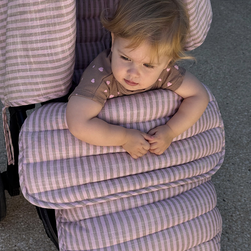 Mocha Stripe Linen Pram Cosy