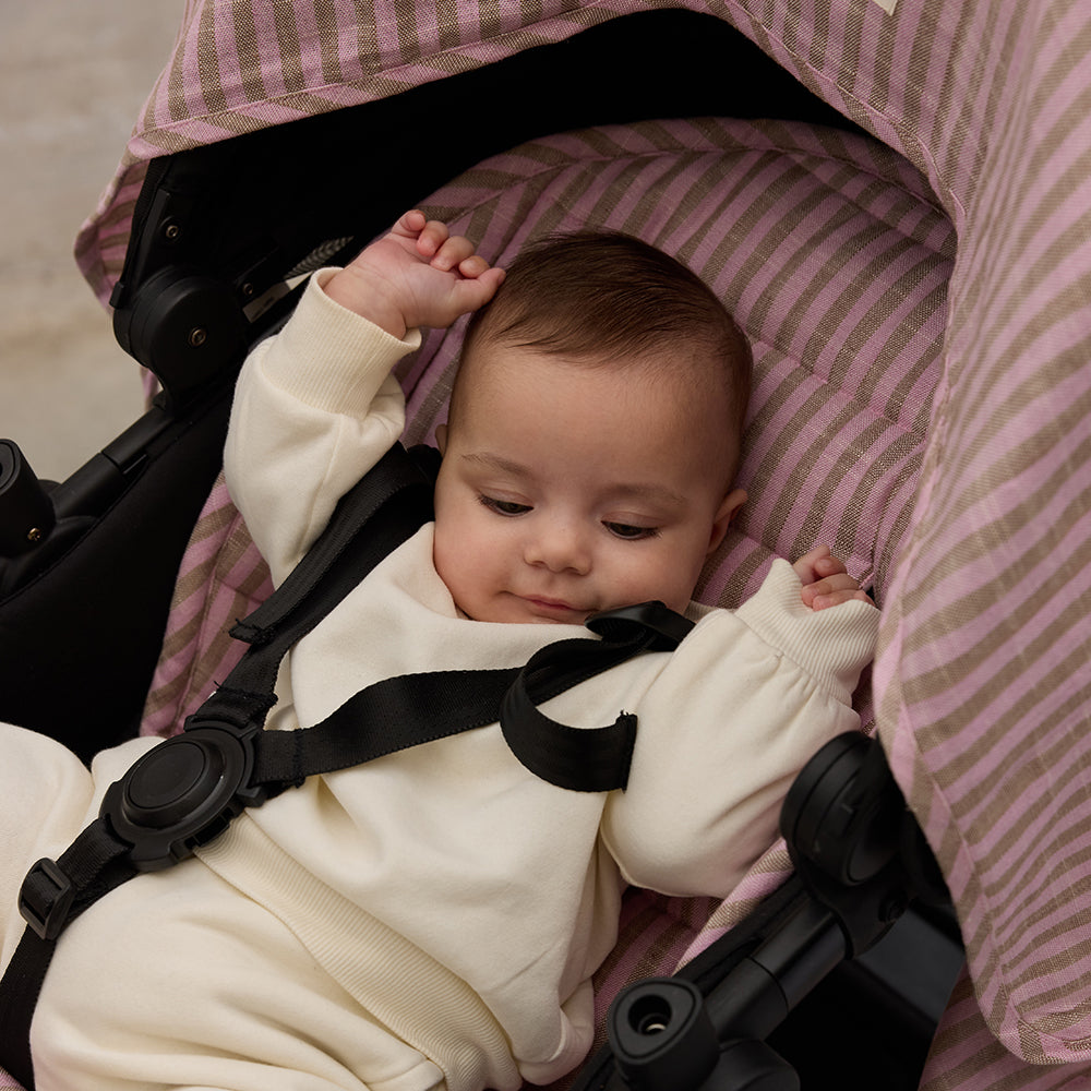 Mocha Stripe Universal Linen Pram Liner