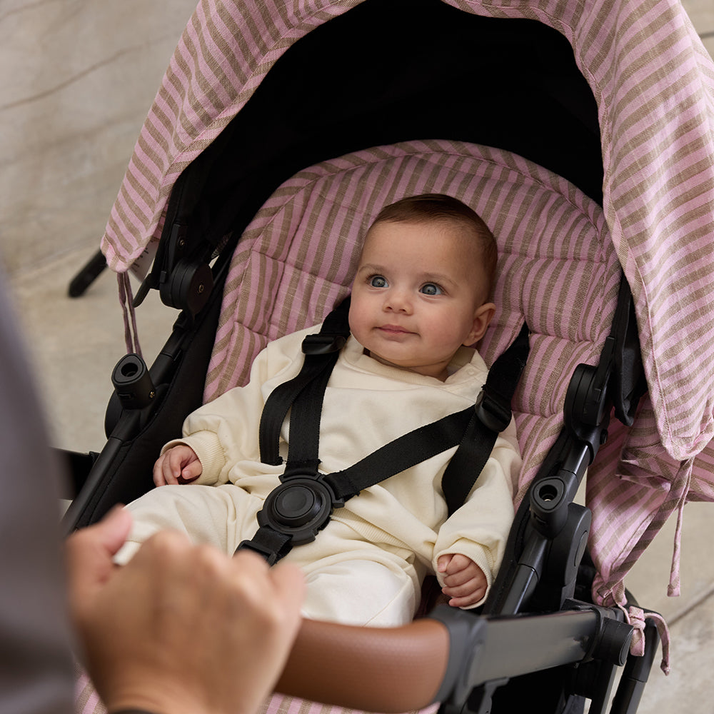 Mocha Stripe Universal Linen Pram Liner