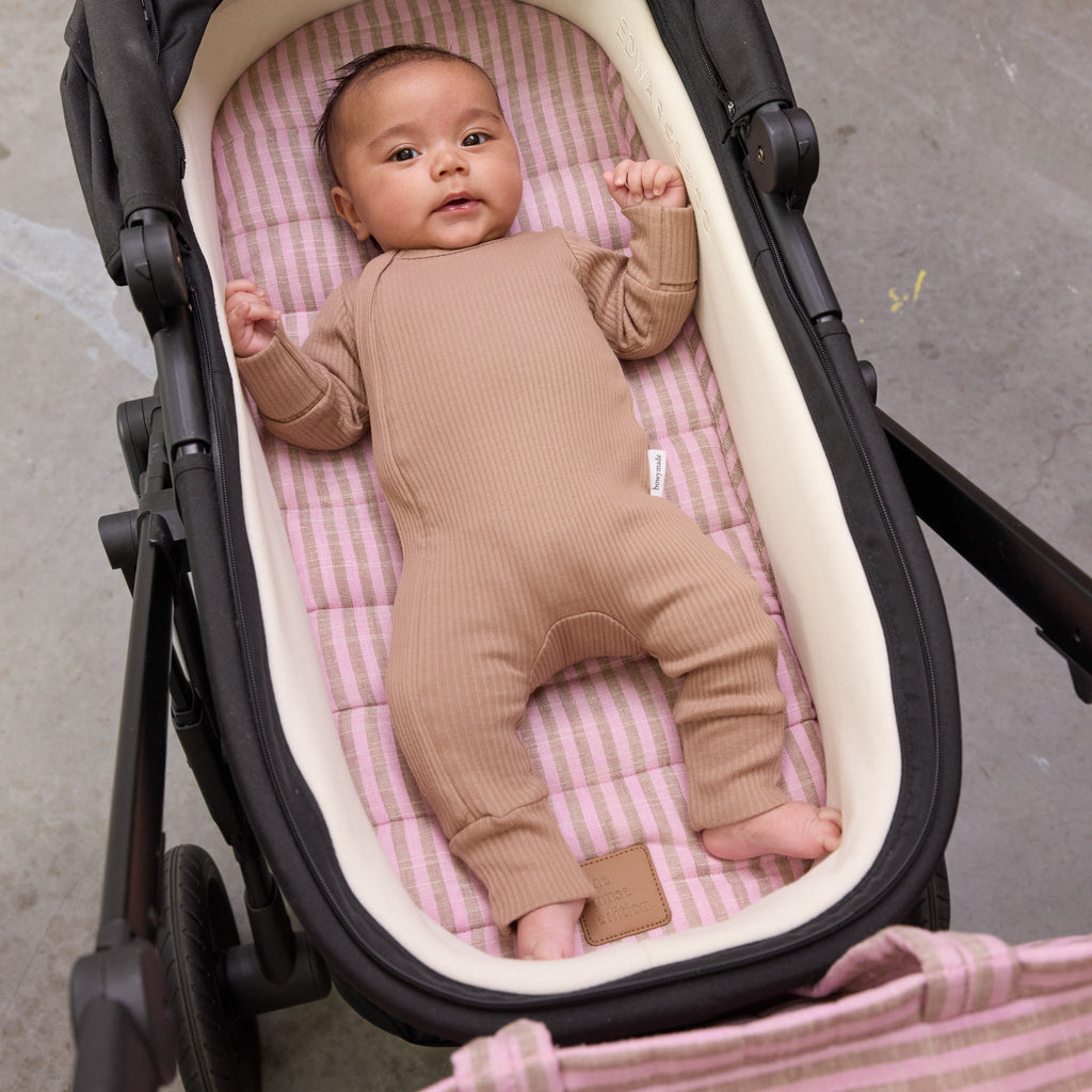 Mocha Stripe Universal Linen Bassinet Liner