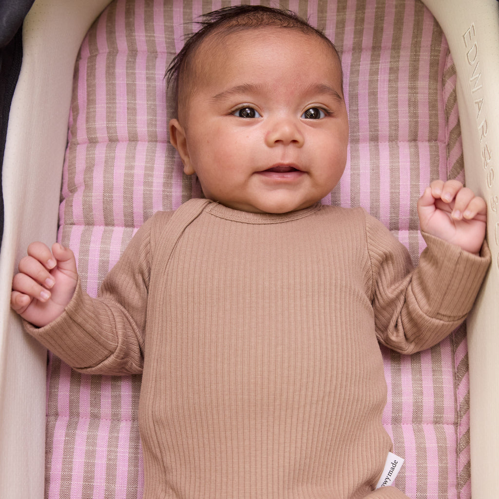 Mocha Stripe Universal Linen Bassinet Liner