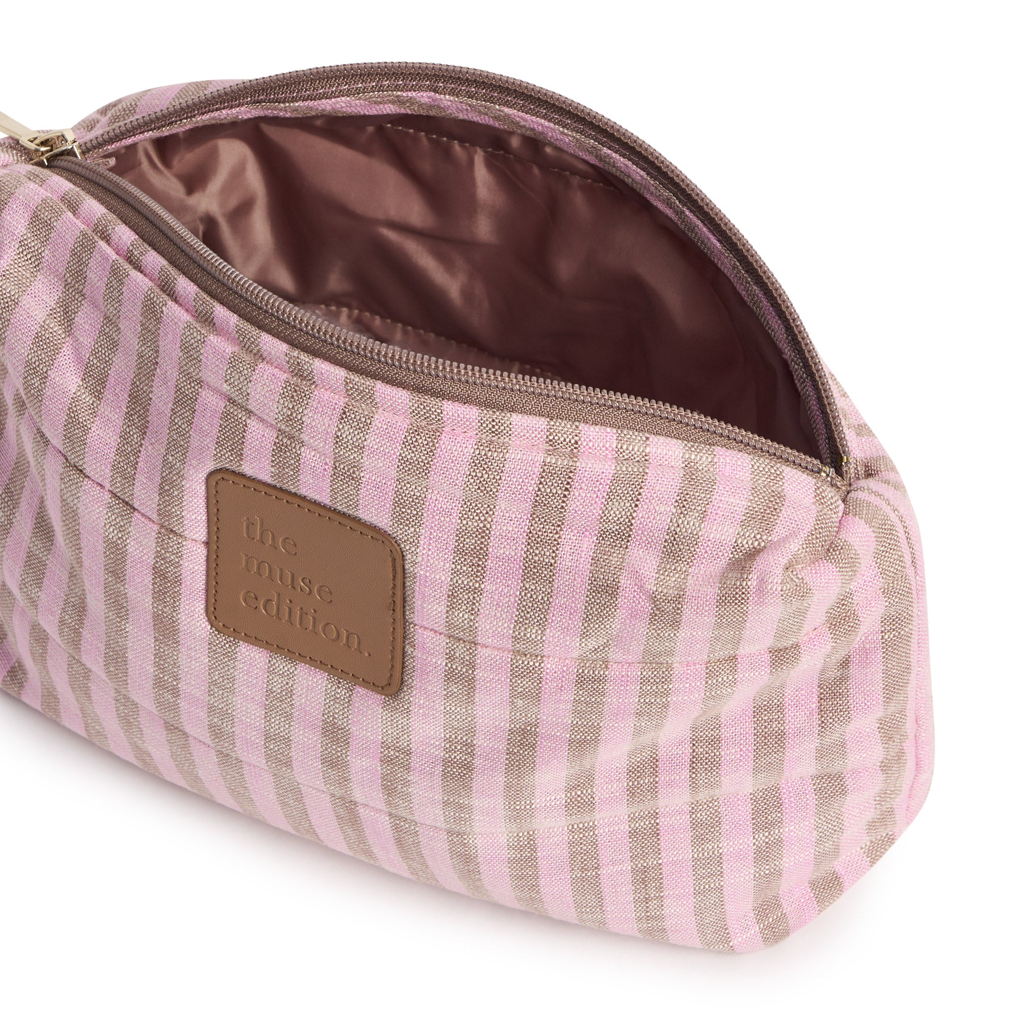 Mocha Stripe Linen Pouch