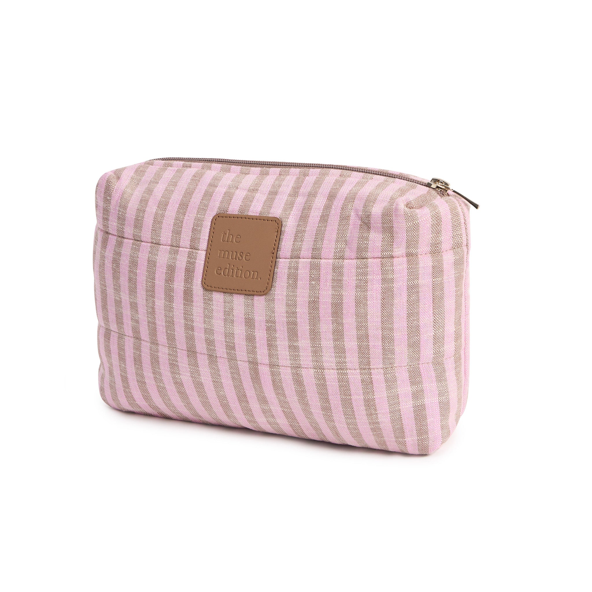 Mocha Stripe Linen Pouch