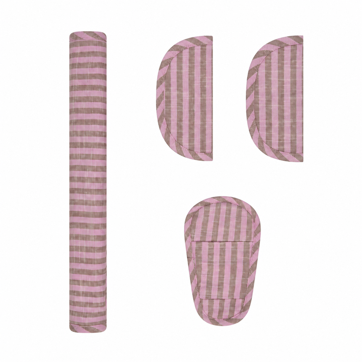 Mocha Stripe Linen Pram Harness Cover Set