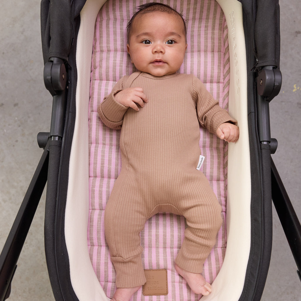 Mocha Stripe Universal Linen Bassinet Liner