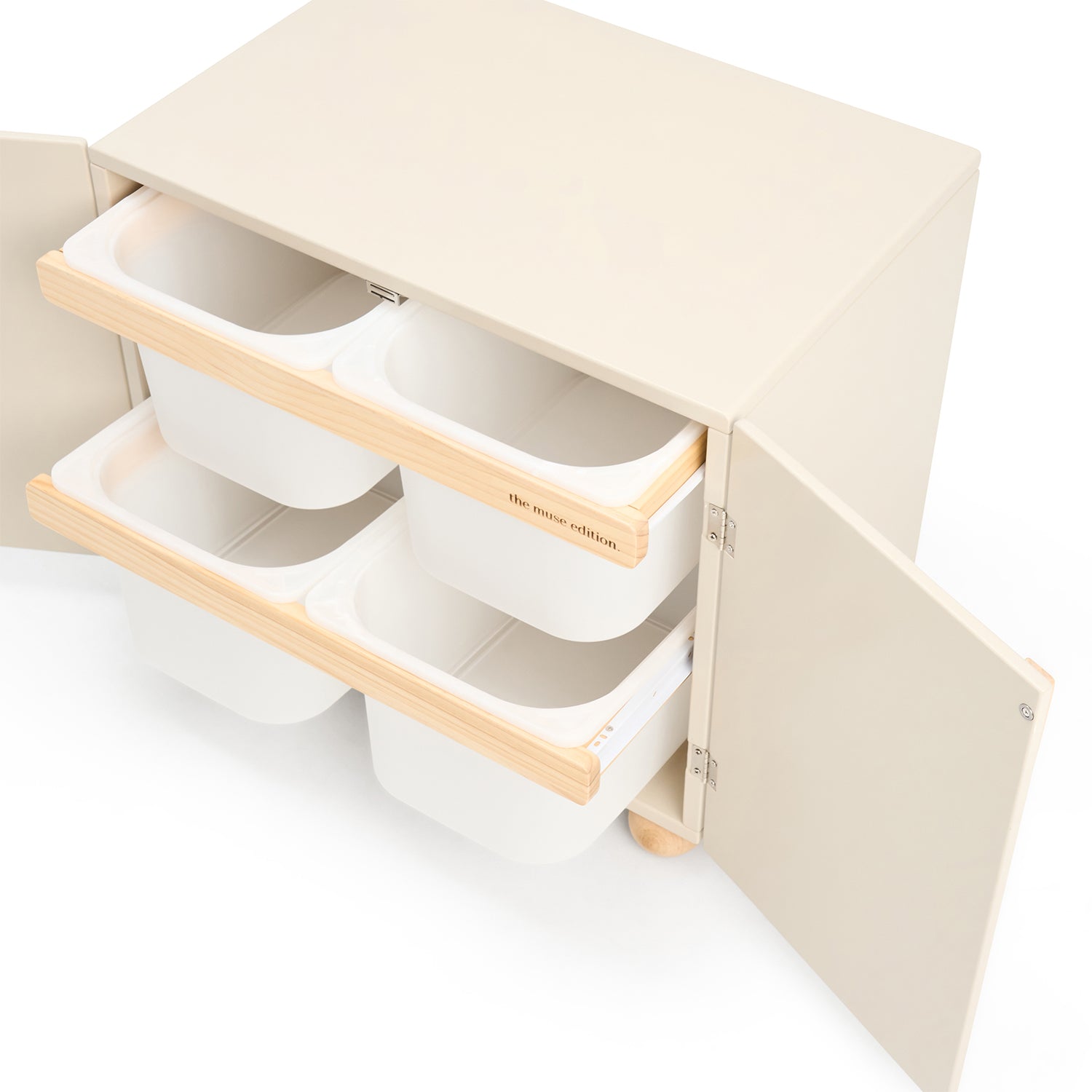Natural Wooden Toy Storage Cabinet
