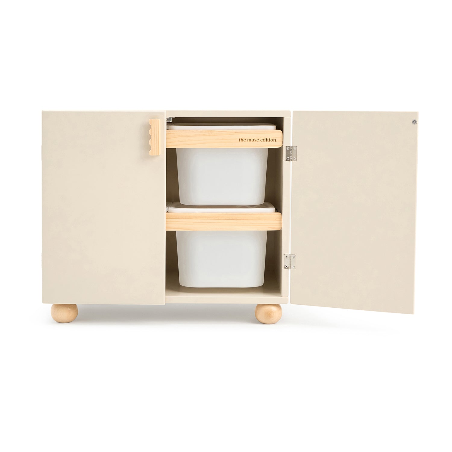 Natural Wooden Toy Storage Cabinet