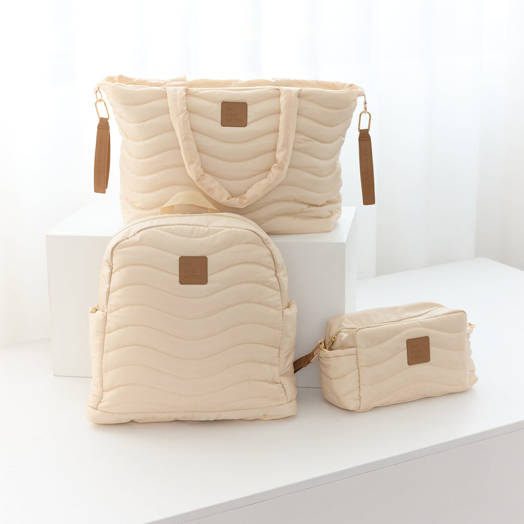 Natural Wave Quilted Baby Pram Caddy