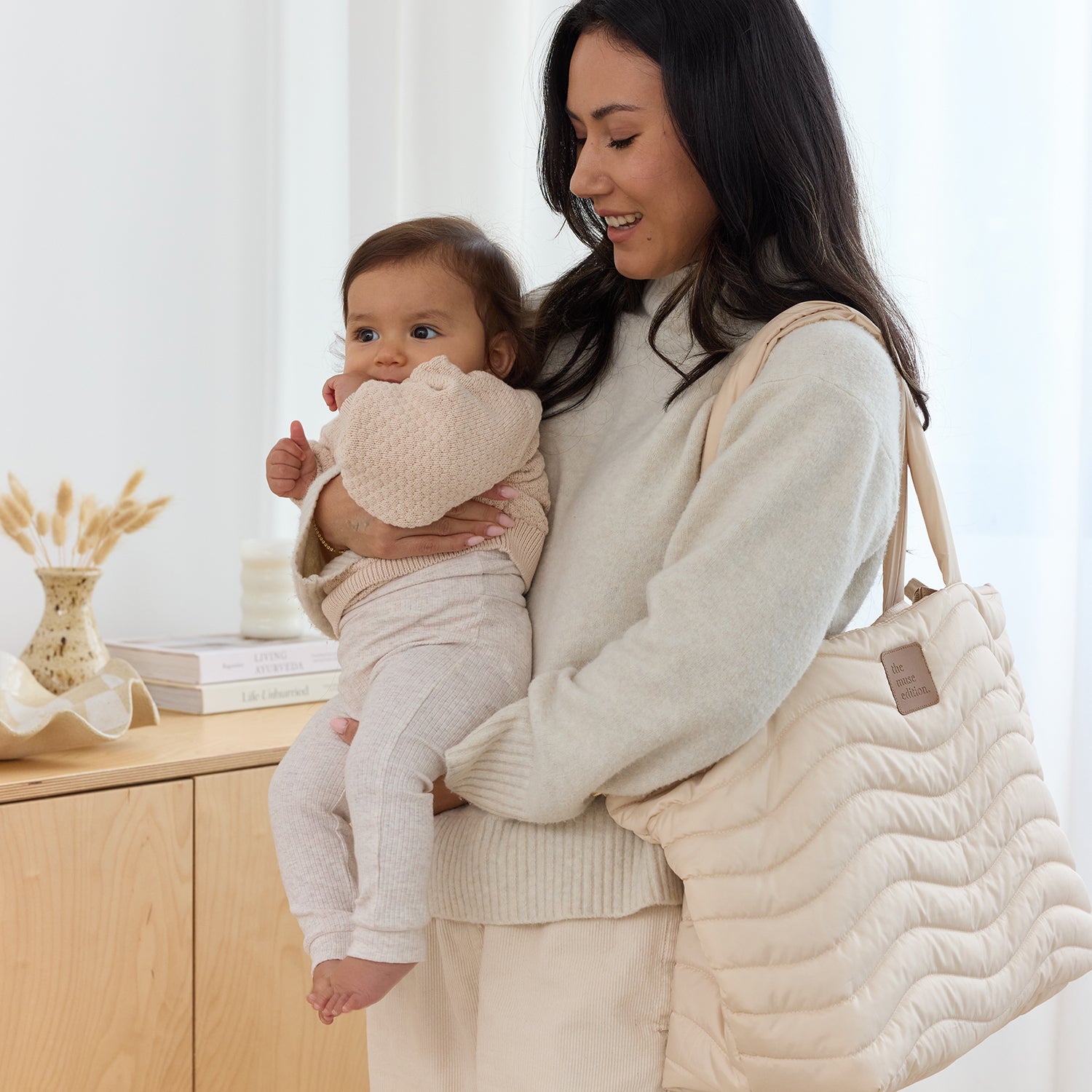 Natural Wave Quilted Baby Bag