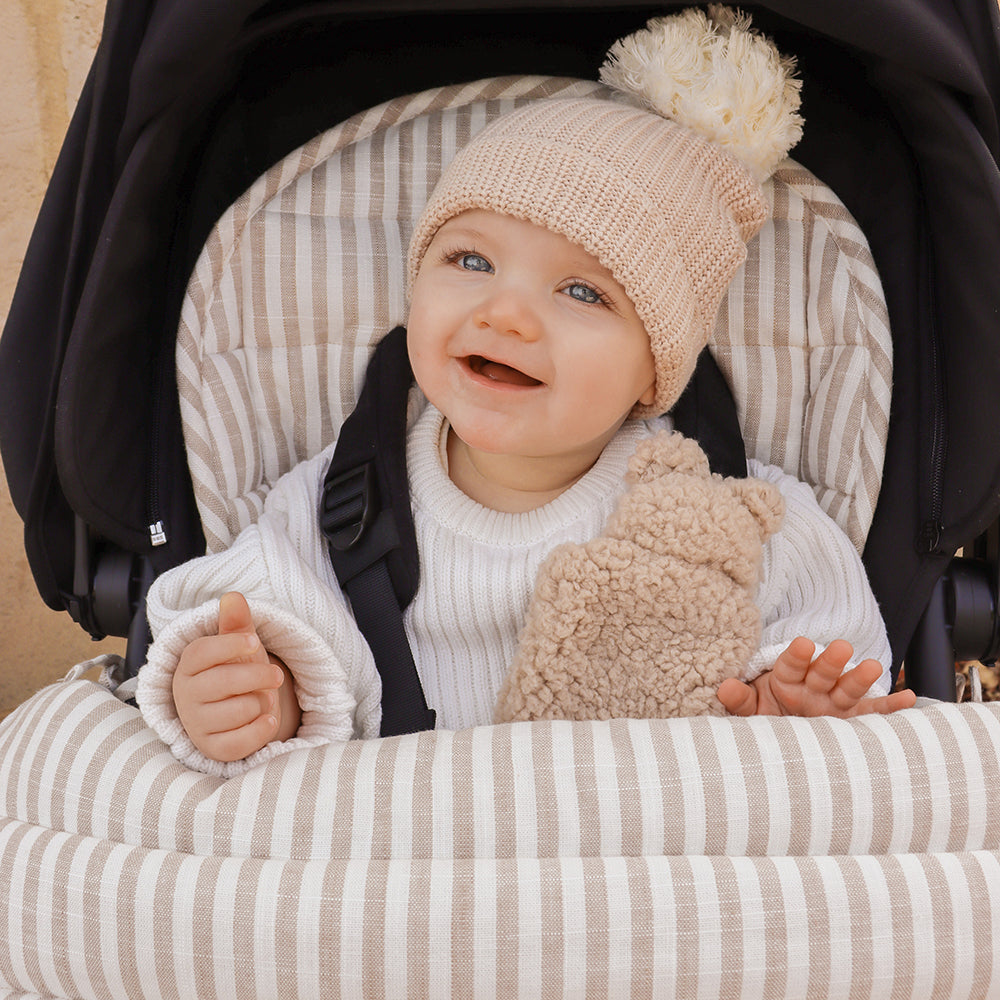Natural Stripe Linen Pram Cosy